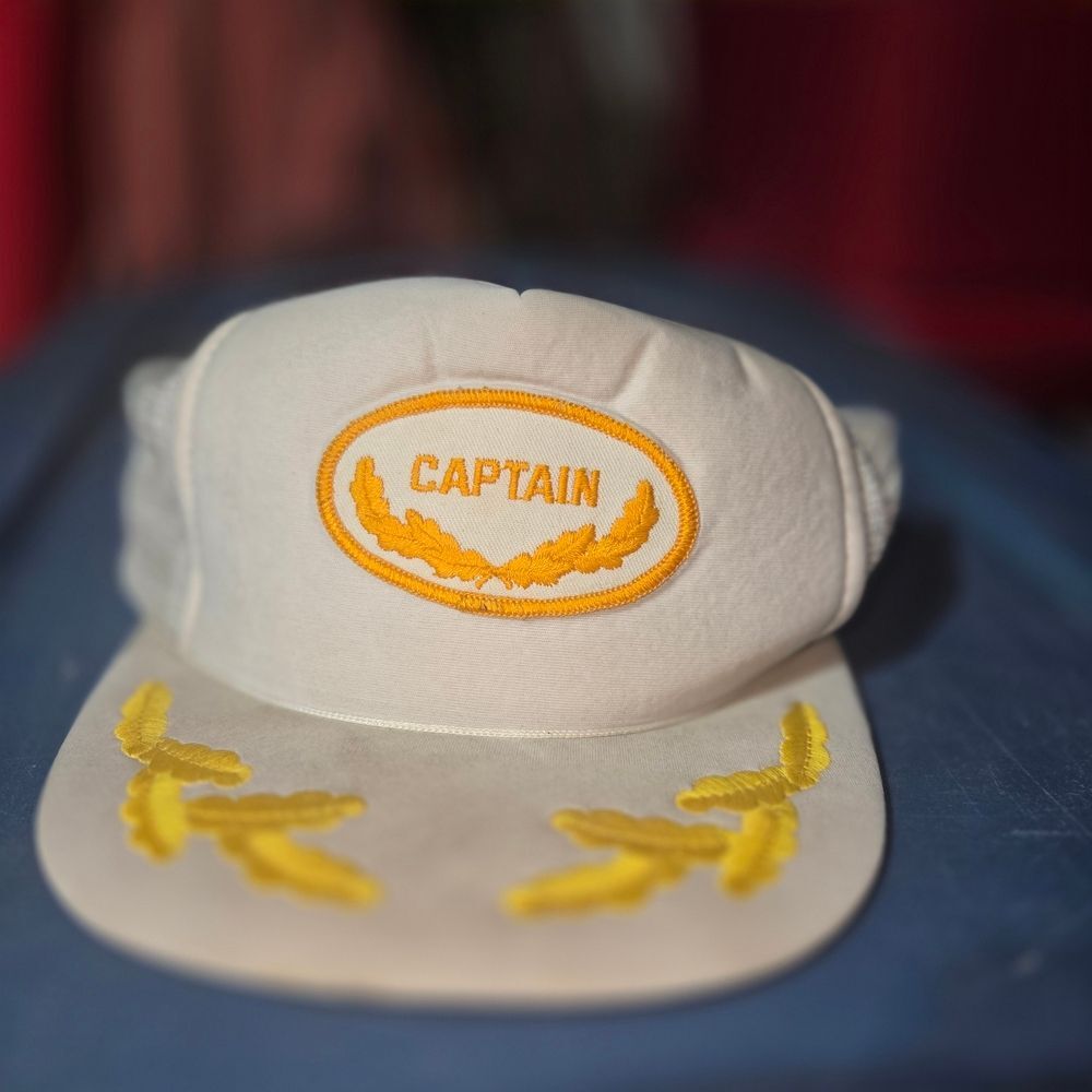Vintage White Captain's Trucker Hat